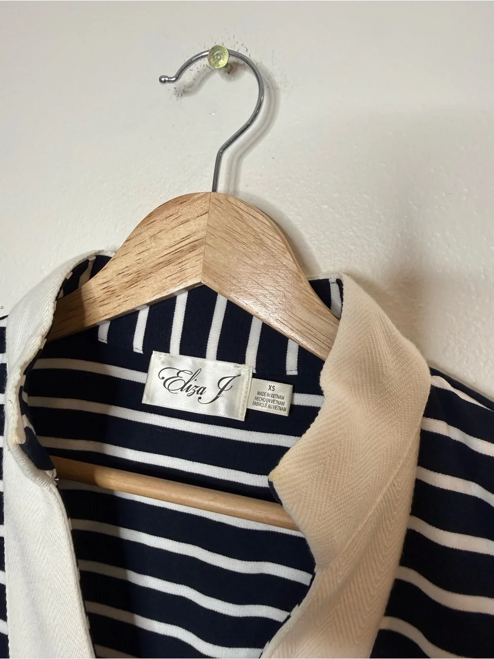 Eliza J Nautical Coastal Sailor Stripe Tiered Mini Dress Navy & White Striped xs - Picture 3 of 10